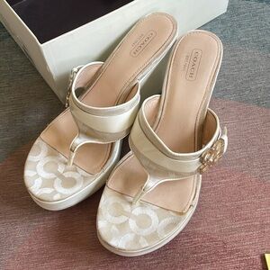 Coach Women's Gypsy White Sandals 8.5